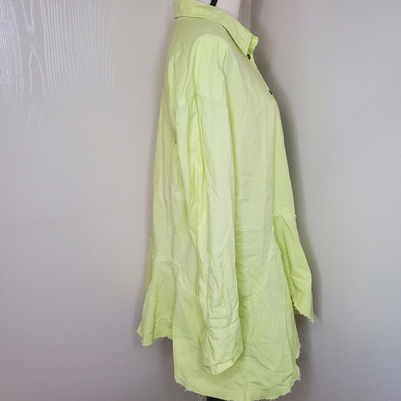 We The Free By Free People Freya Poplin Tunic Top in Pale Neon Green Size Small - Picture 4 of 10